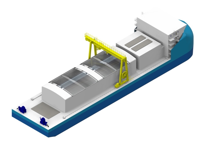 Design of reactor-powered desalination barge