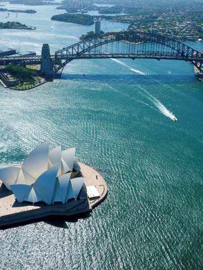 Sydney Harbour and Opera House aerial view